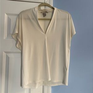 H&M Cream Fitted Cap Sleeve Blouse